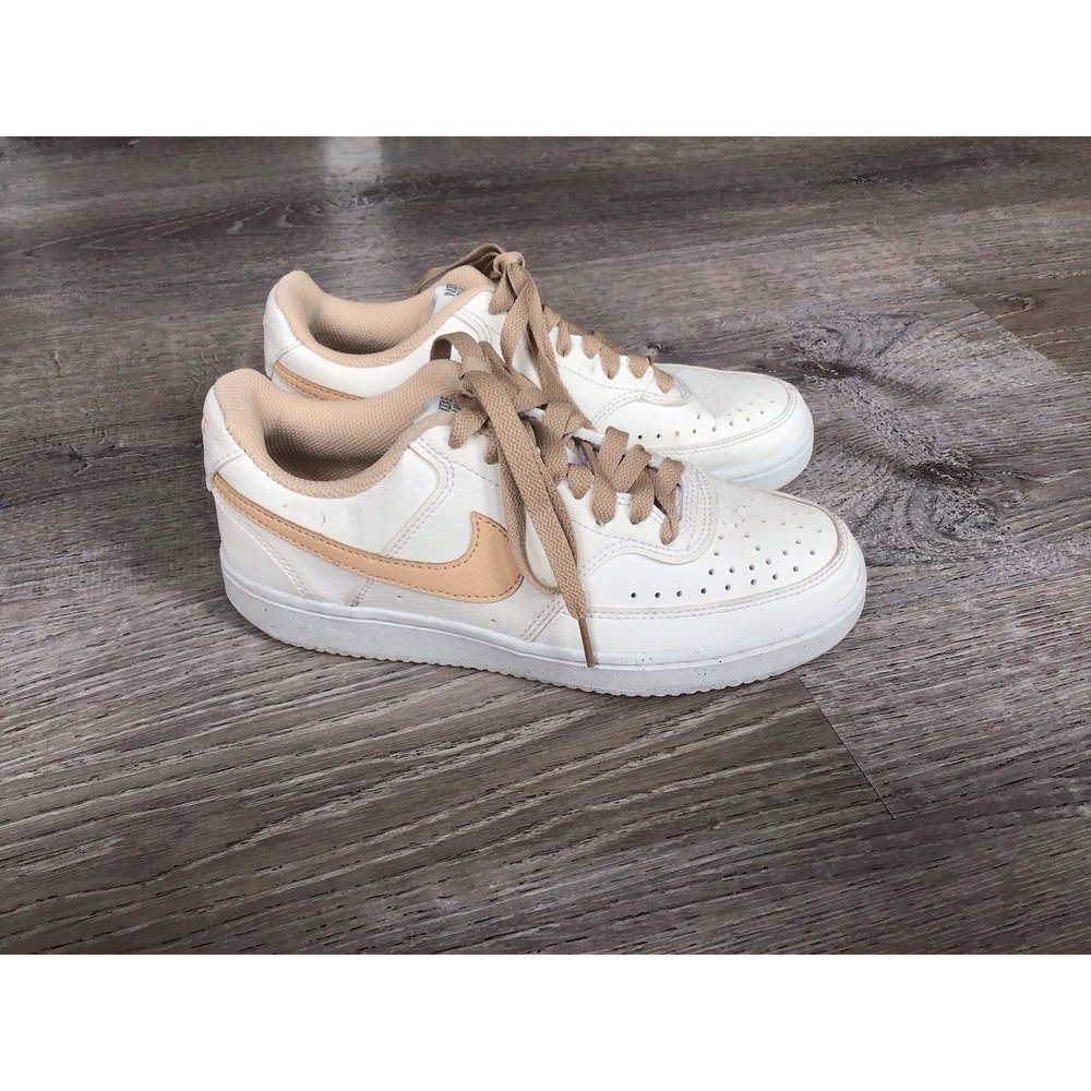 Nike Court Vision Low Next Nature Shoes Womens Size 6 White Tan DH3158-103